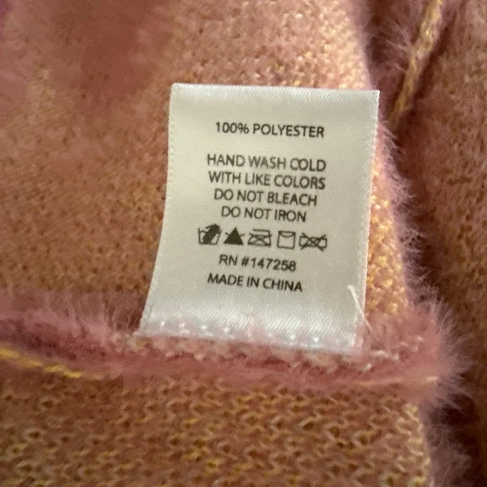 Simply Southern‎ Fuzzy Daisy Pink Long Open Front Duster Cardigan Sweater Small